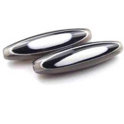 Acrylperlen, Olive, grau-schwarz-weiß, 55mm, 2 Stück