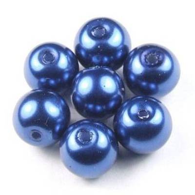 Glaswachsperlen, marineblau, rund, 8mm, 50 Stück