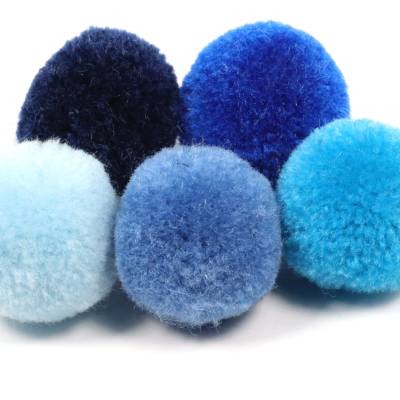 Pompoms, Blau-Mix, 20mm, 5 Stück