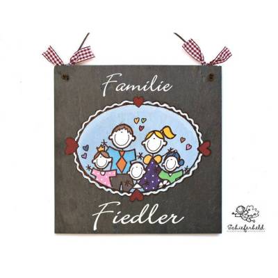 Personalisiertes Schiefer Türschild – Familientürschild mit Namen, handgefertigt & wetterfest, Geschenk zum Valentinstag, Einzug & Hochzeit