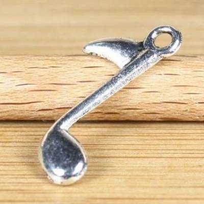 Anhänger Note, 24x14mm, silberfarben, 10 Stück