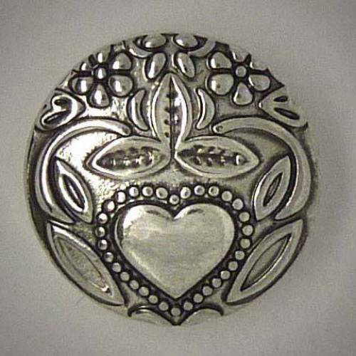 Druckknopf, Herz und Blumen, silberfarben, 20mm