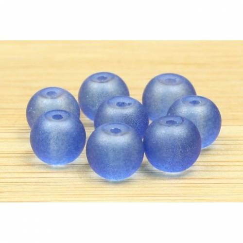 Glasperlen, royalblau, satiniert, 8mm, 20 Stück