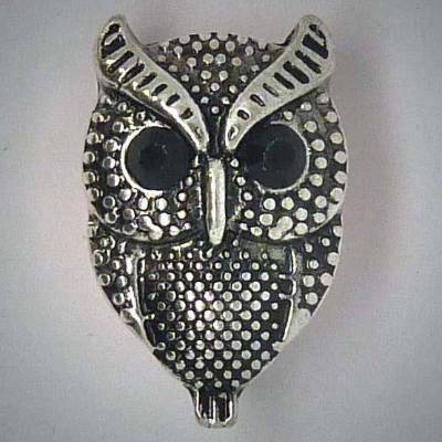 Druckknopf, Eule mit schwarzem Strass, 25mm