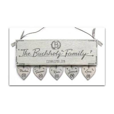 Einzigartiges Geschenk für die ganze Familie, Türschild aus Holz mit Name personalisiert, Holzschild mit Monogramm, handgemalt, individuell, ausgefallen & einzigartig