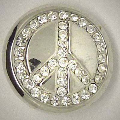 Druckknopf, Peace, Strasssteine, 20mm