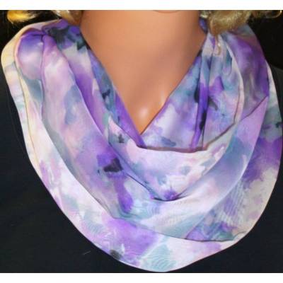 Loopschal Schlauchschal Rundschal Chiffon Lila Weiß Blume – Zarter Frühjahrs- & Sommer-Schal