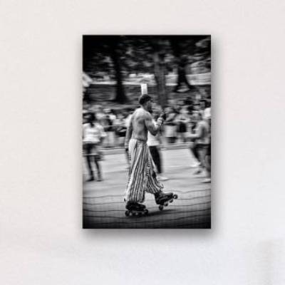 Rollerblades Central Park  New York Alu-Dibond Rollschuh hochwertiges Alu-Dibond Bild - Wandbild Kunstdruck