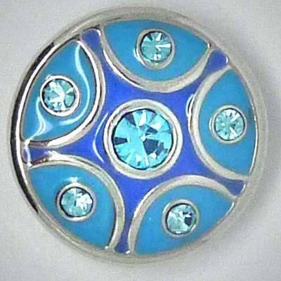 Druckknopf, türkis-blau mit Strass, 20mm
