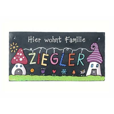 Personalisiertes Schiefer Haustürschild – Einzigartiges Geschenk mit Name, Schieferschild handgemalt & wetterfest, exklusives Design, hochwertig, dekorativ, persönliches Familiengeschenk