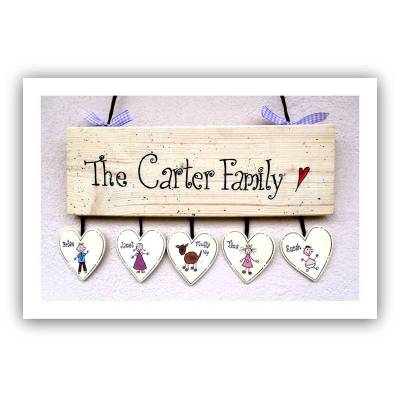 Türschild aus Holz für die Familie mit Namen personalisiert, Geschenk zur Wohnungseinweihung / Einweihungsparty