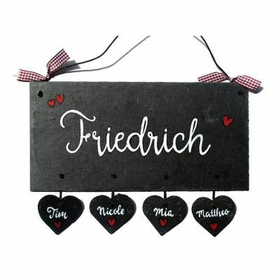 Türschild aus Schiefer mit Namen personalisiert, wetterfestes Namensschild, handgemaltes Haustürschild, exklusives Familienschild, dekoratives Schieferschild, einzigartiges Geschenk für das Zuhause