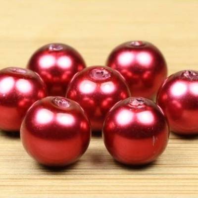 Glaswachsperlen, crimsonrot, 8mm, 50 Stück