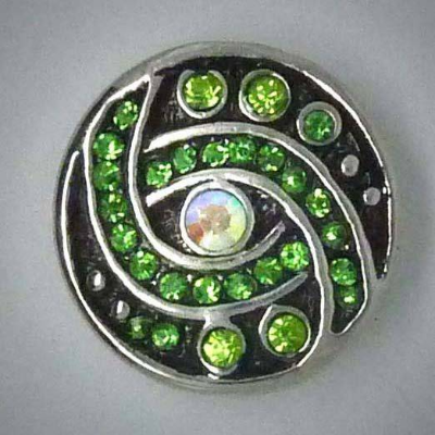 Druckknopf, grüner Strass, 20mm