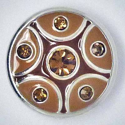 Druckknopf, brauner Strass, 20mm
