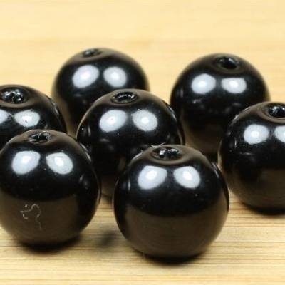 20 Glaswachsperlen, schwarz, rund, 10mm