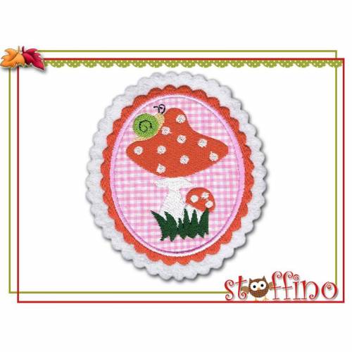 Pilz Button Aufnäher Applikation in rosa