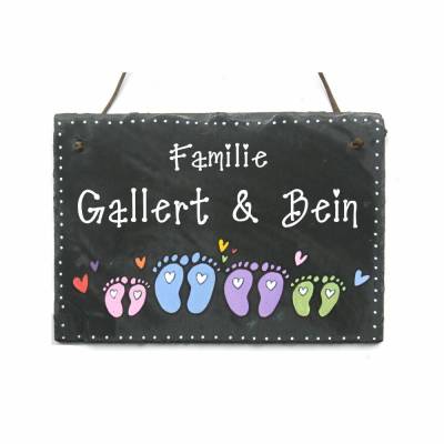 Personalisiertes Haustürschild aus Schiefer – Familien Türschild mit Namen, handgefertigt & wetterfest