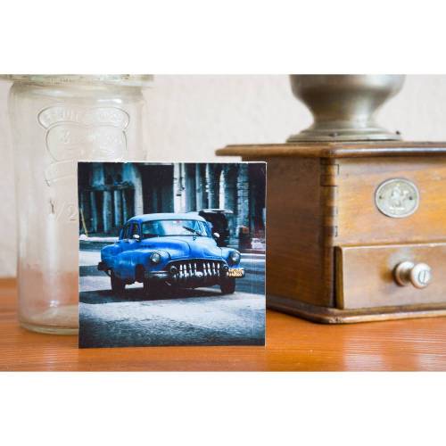 Oldtimer, Auto, Chevrolet, Street, Foto auf Holz, im Quadrat, 10 x 10 cm