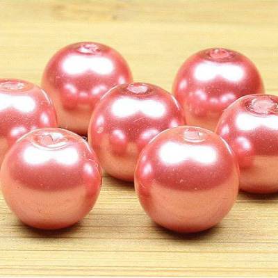 Glas-WachsPerlen, metallicrosa, 8mm, 50 Stück