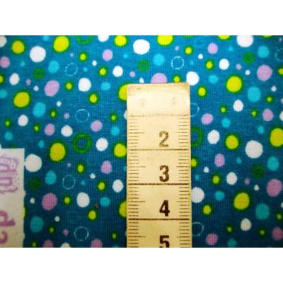Baumwoll-Jersey türkis mit bunten Wassertropfen – Meterware für Kinderkleidung & DIY-Projekte