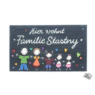 Türschild Familie aus Schiefer – Personalisiertes Namensschild wetterfest & handgemacht
