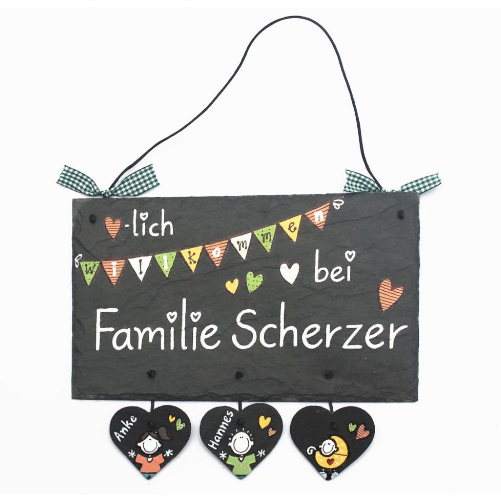 Personalisiertes Schiefertürschild – Geschenk für Frauen & Männer zu Hochzeit, Einzug, Geburtstag & mehr – Handgemacht, wetterfest, individuell Bild 2