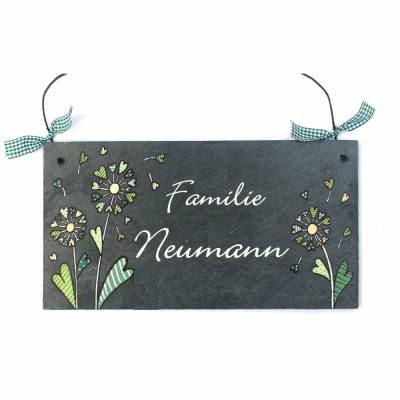 Personalisiertes Schieferschild Familie – Handgemachtes Türschild aus Schiefer, wetterfest, individuell mit Namen