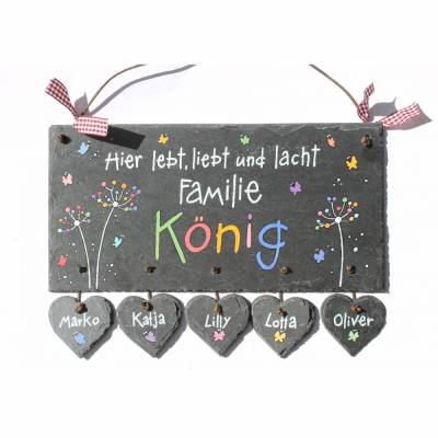 Handgemachtes Türschild aus Schiefer – Personalisiertes Haustürschild Familie mit Name, exklusives Geschenk