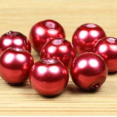 Glaswachsperlen, crimsonrot, Glas, 6mm, 50 Stück