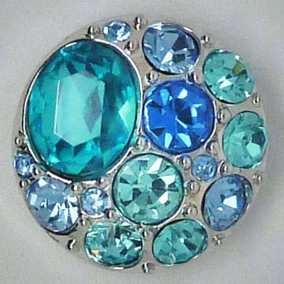Wechselschmuckknopf, türkis Strass, 20mm