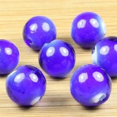 Lampenperlen, handgedreht, 12mm, rund, royalblau, 10 Stück