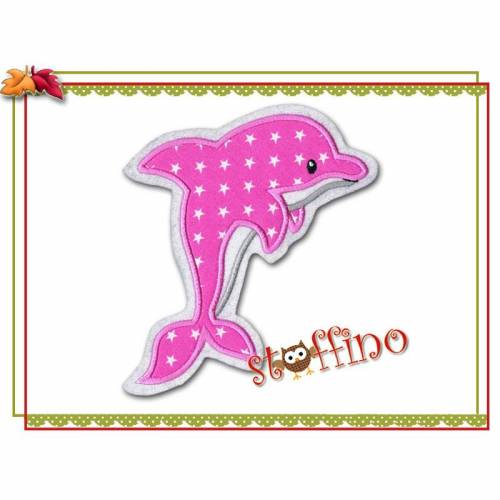 XL Applikation Delfin Aufnäher in pink