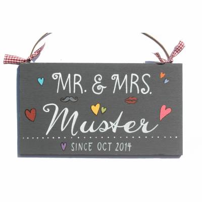 Personalisiertes Türschild Mr. & Mrs. – Hochzeitsgeschenk mit Namen & Jahr, Hochzeitssschild für das Brautpaar, individuelles Paargeschenk, Andenken Hochzeitstag