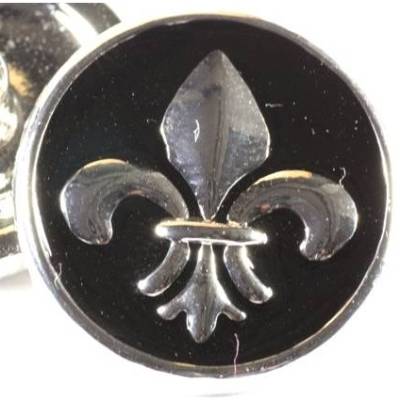 Zierknopf, Lilie, schwarz-silberfarben, 20mm