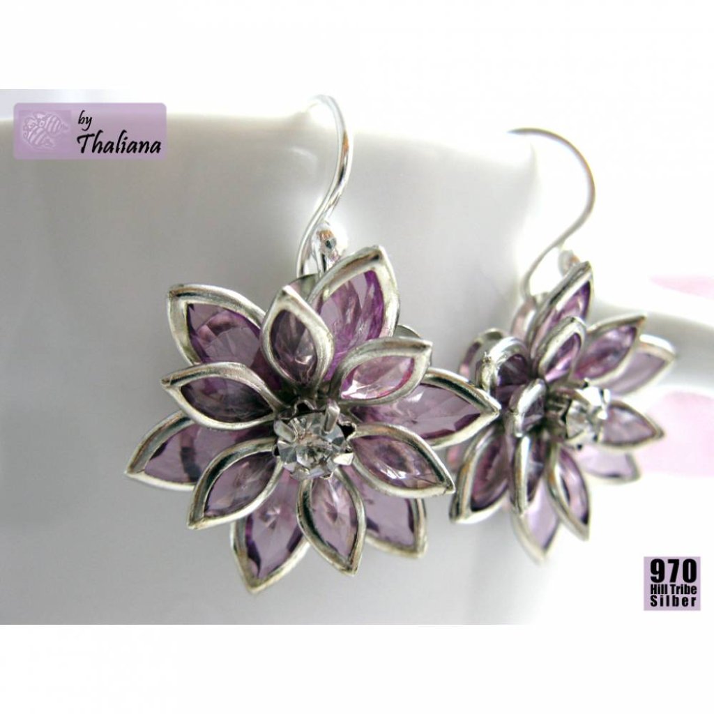 lila Ohrringe Funkelblüten Flieder extraleicht Bild 1