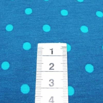 Baumwolljersey aqua Punkte auf petrol – Meterware zum Nähen von Kleidern & Geschenken