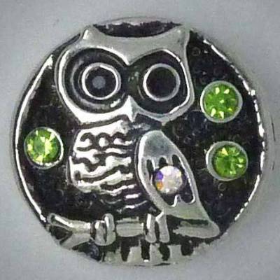 Druckknopf, Eule mit Strass, 20mm