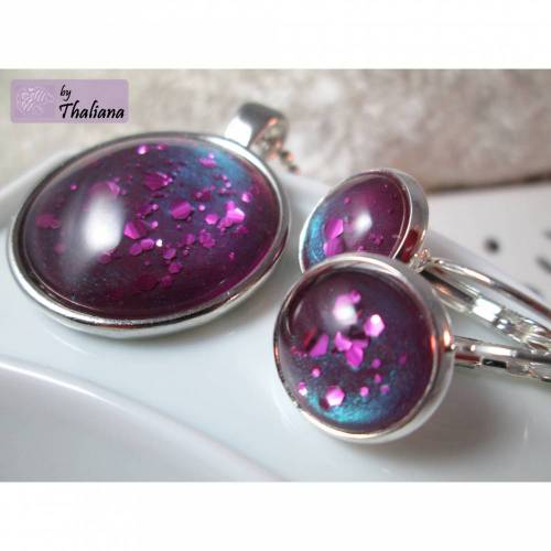 ***SAMTdrachenSCHUPPEN*** Schmuckset beere lila