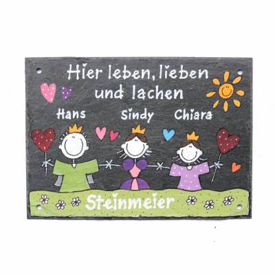 Schieferschild Namensschild Haustür personalisiert – Familienschild mit Name, handgefertigt, wetterfest, Geschenk persönlich & individuell