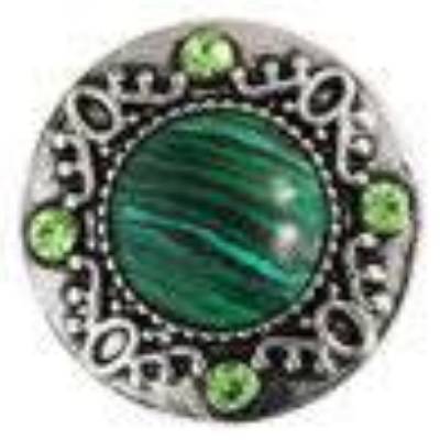 Druckknopf, grüner Stein mittig, Strass, 20mm