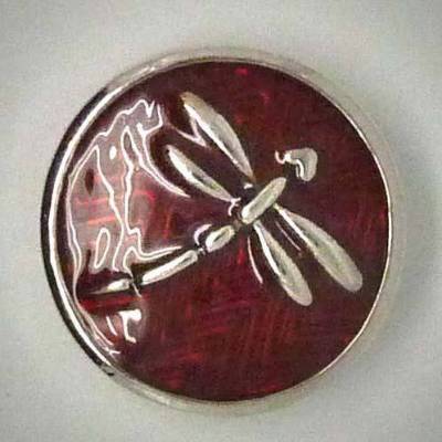 Zierknopf, Libelle, weinrot/silberfarben, 20mm,
