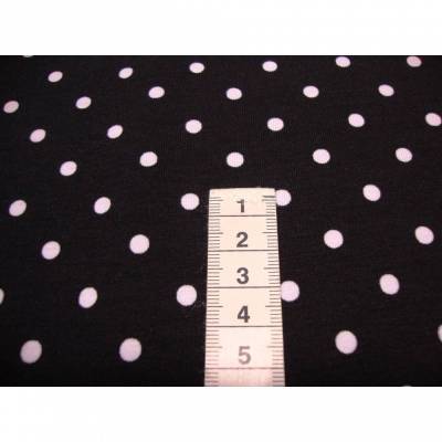 Baumwolljersey weiße Punkte auf schwarz – Meterware, ideal zum Nähen