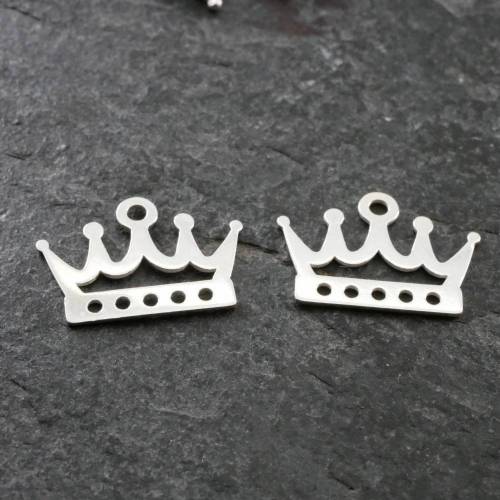 Krone  Silber Charm,  2 Anhänger aus Silber 925 mit Öse , zum selbst gestalten , als Charm oder Ohrhänger gestempelt