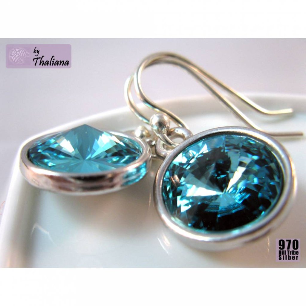 HELLER OZEAN türkise Ohrringe funkelnde Ohrhänger Bild 2