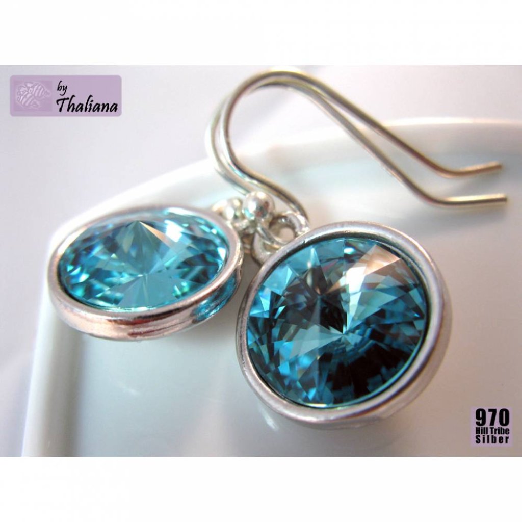 HELLER OZEAN türkise Ohrringe funkelnde Ohrhänger Bild 3