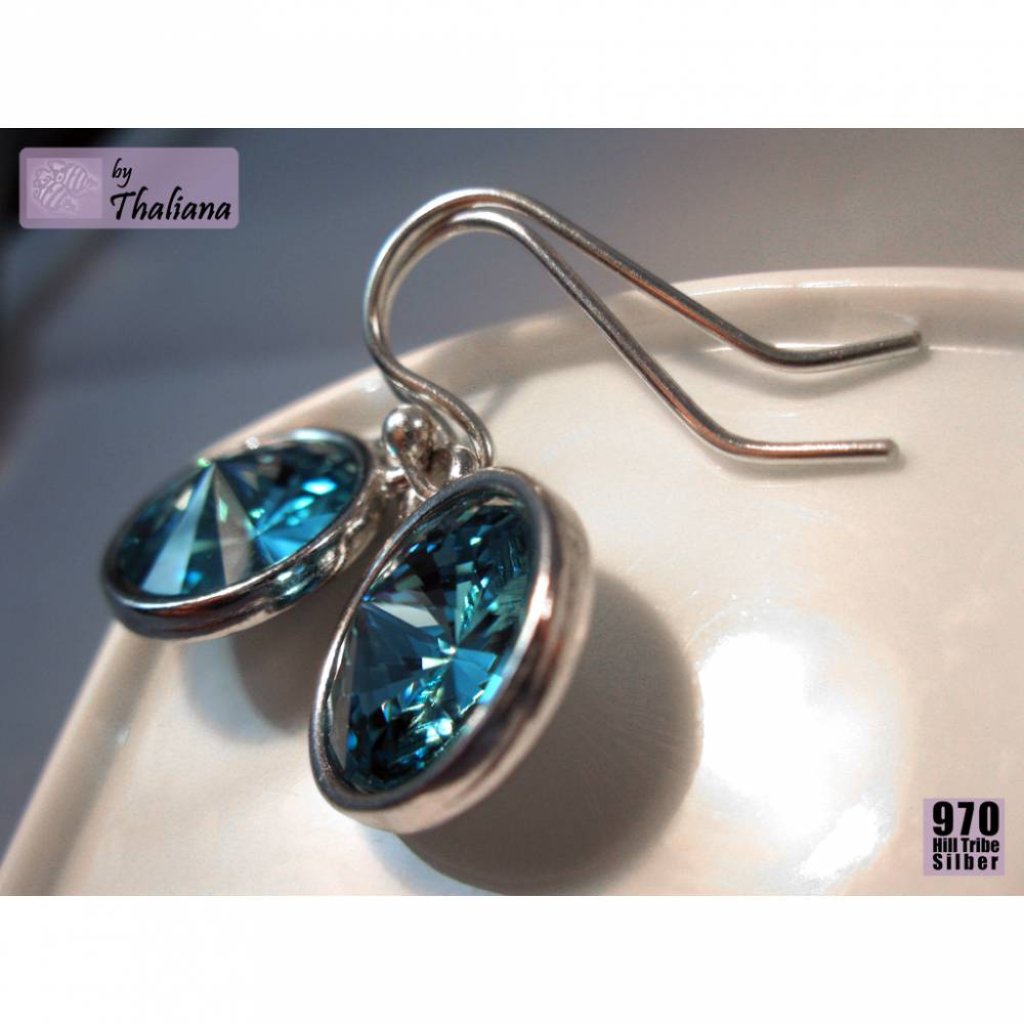 HELLER OZEAN türkise Ohrringe funkelnde Ohrhänger Bild 4