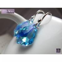 hellblaue Ohrringe Aqua Glitzerdrops ECHTsilber