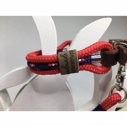Hundehalsband für kleine Hunde blau rot AlsterStruppi verstellb.