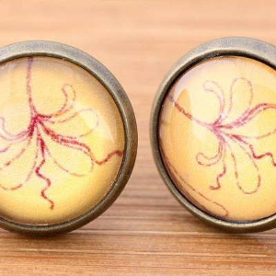 Cabochon Ohrstecker, Blüte, bronzefarben, 12mm